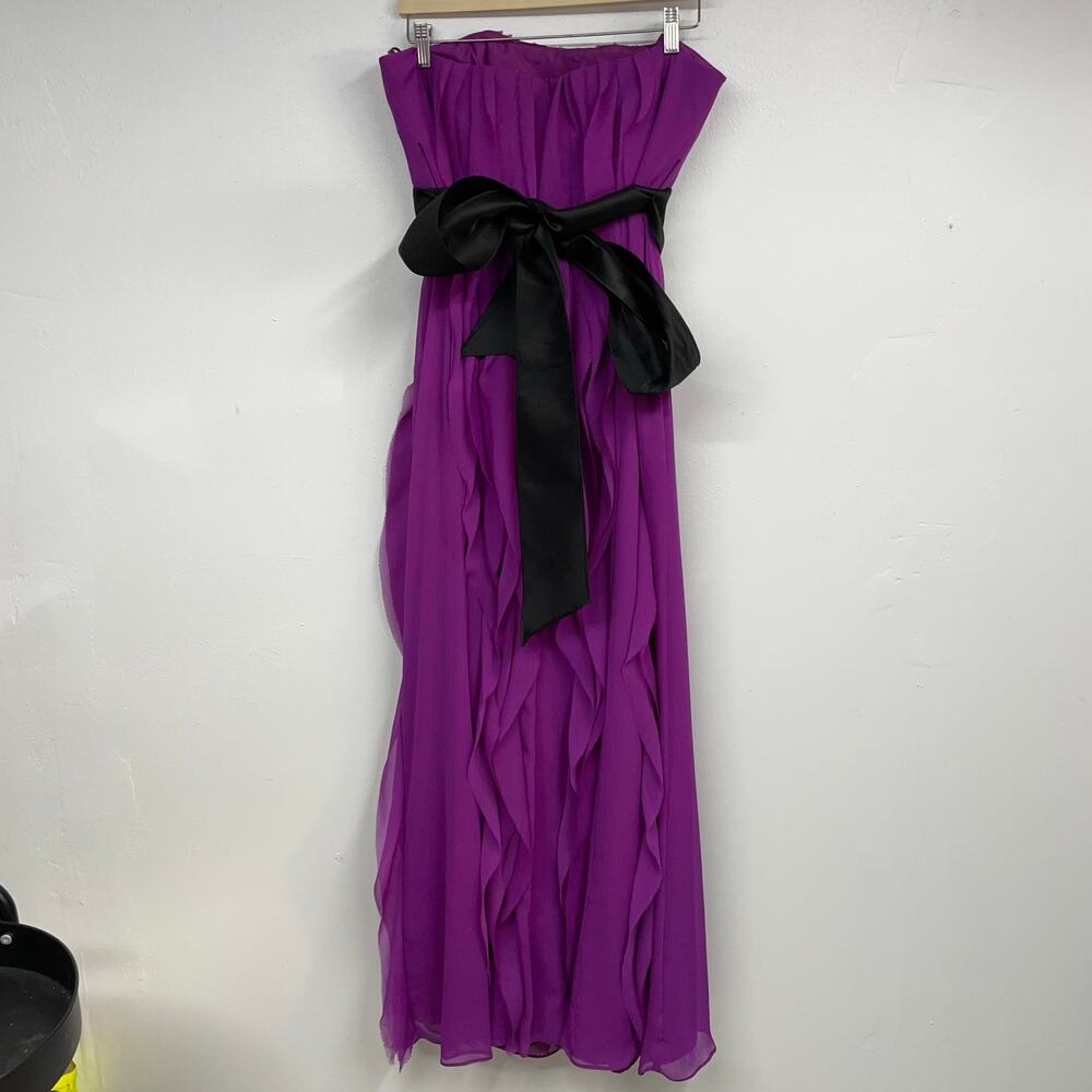 White by Vera Wang SZ 18 Amethyst Purple Strapless Ruffled Formal Chiffon Waves - Picture 6 of 11
